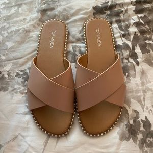 Brand New size 7 Top Moda neutral slides